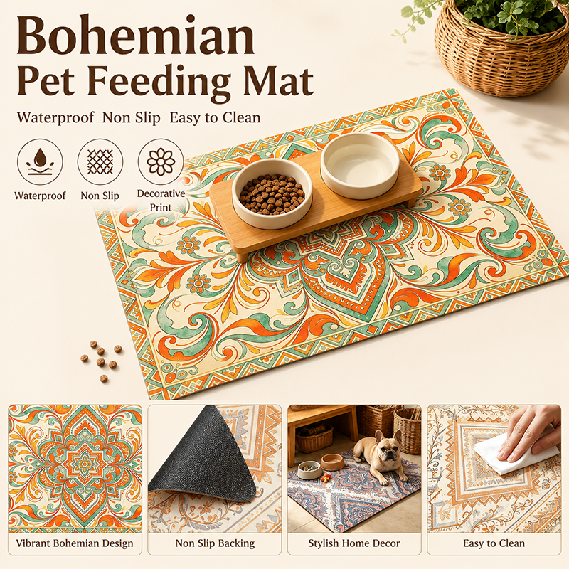 Baby Food Cat - Bohemian Pet Feeding Mat Waterproof Non