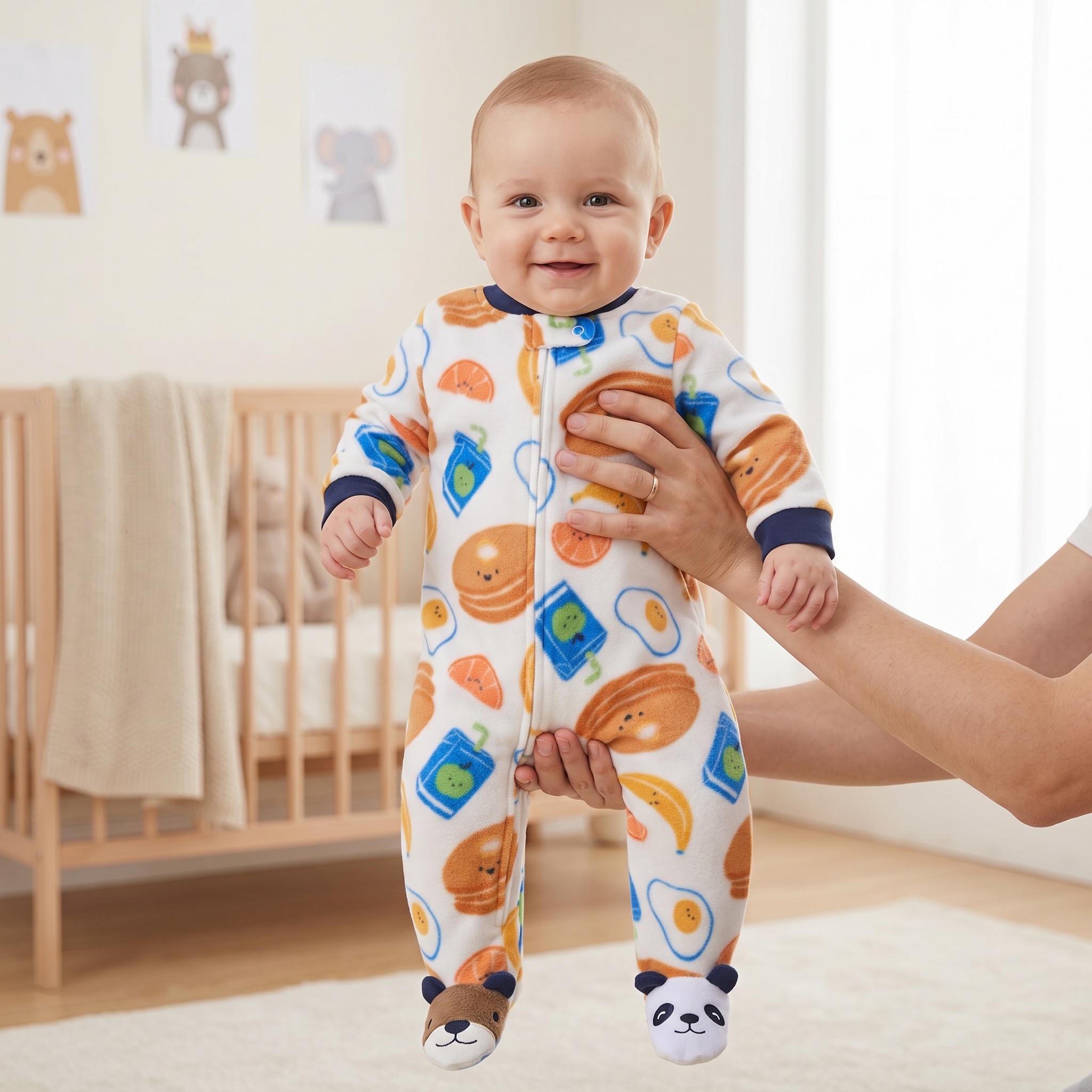 Baby Food Intake - Cute Animal Foot Embroidered Baby Footed