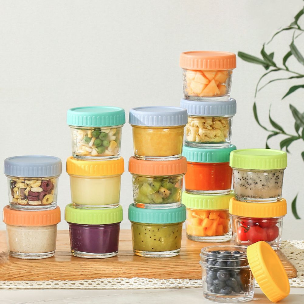 Baby Food Glass Containers - 6pcs Glass Baby Food Jar Reusable
