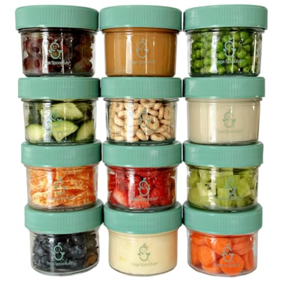 Baby Food Glass Containers - Sage Spoonfuls -12 Pack 4 oz