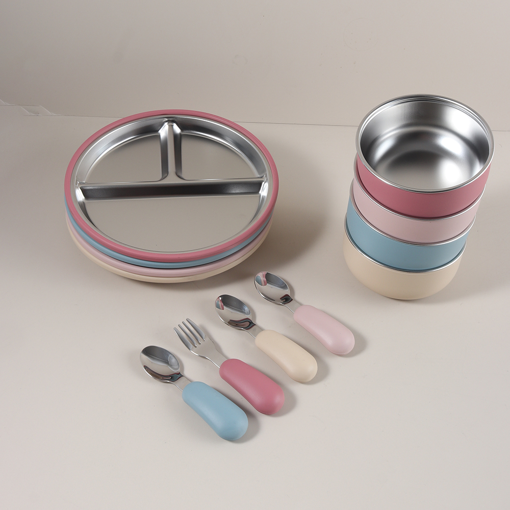Silicone Suction Bowl - 4pcs/set silicone suction bowl plate spoon