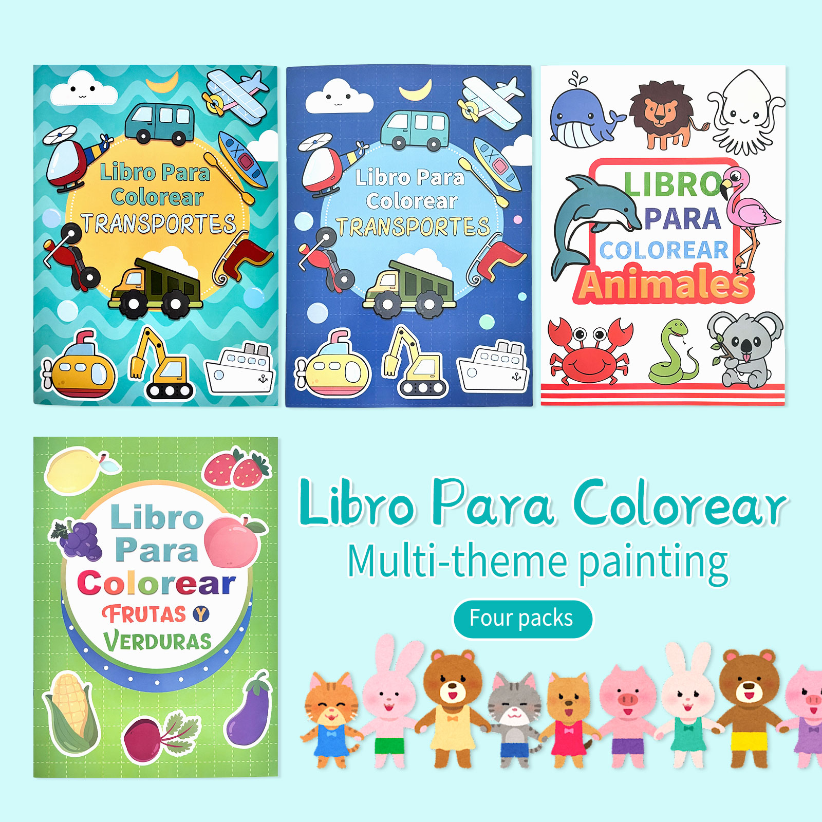 Baby Food Age - 4 Pack Spanish Vocabulary Coloring Books