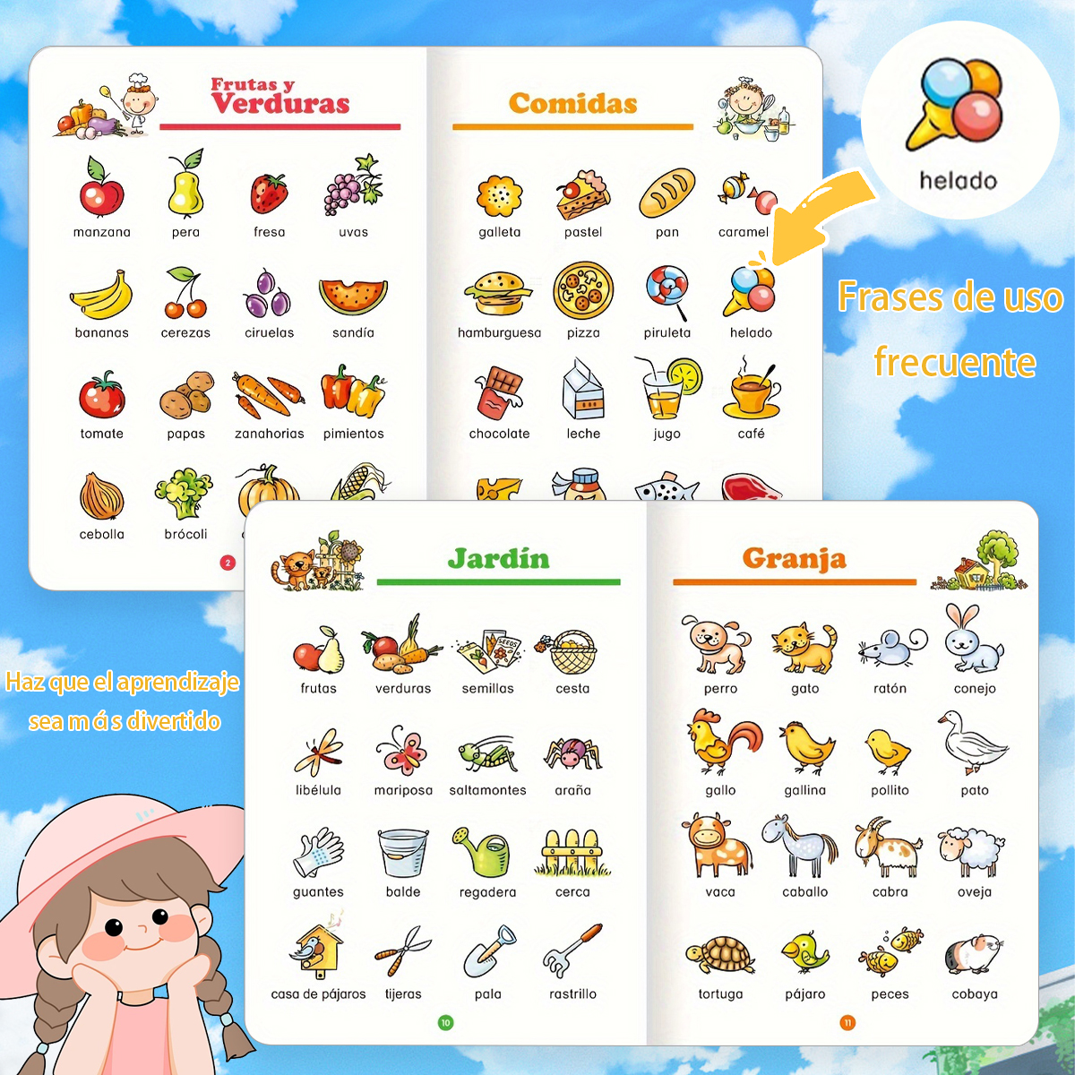Baby Food Age - Spanish - Learning Flashcards: Cover Foods,