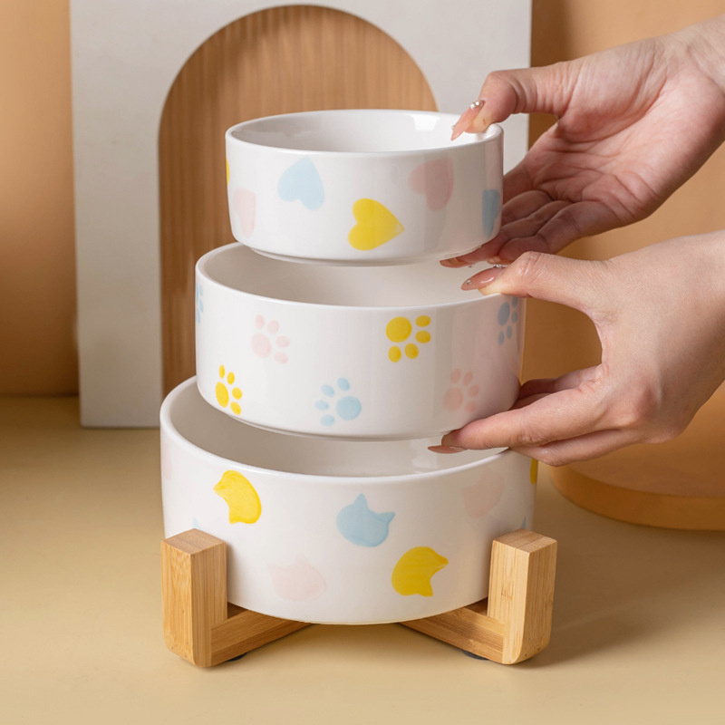 Ceramics Dog Bowl with Wood Ma - Baby Food Cat recensione e prezzo