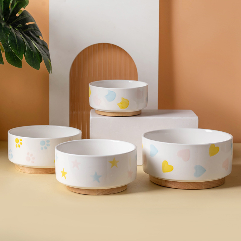 Ceramics Dog Bowl with Wood Ma - Baby Food Cat recensione e prezzo