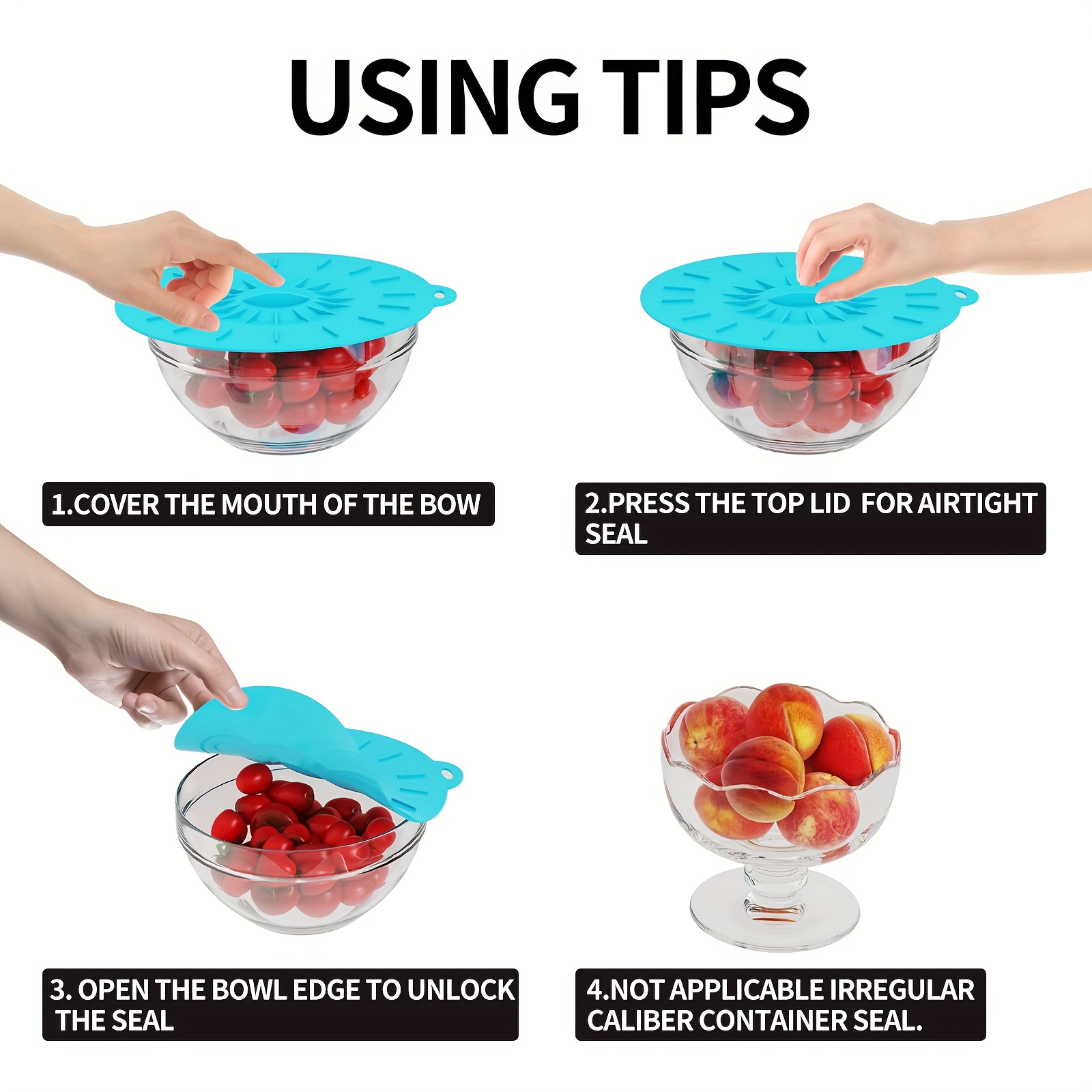 5-Piece Silicone Lids, Heat-Re - Silicone Suction Bowl recensione e prezzo